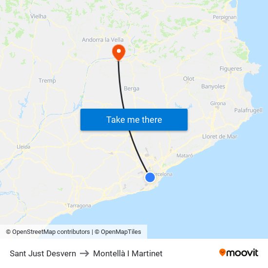 Sant Just Desvern to Montellà I Martinet map