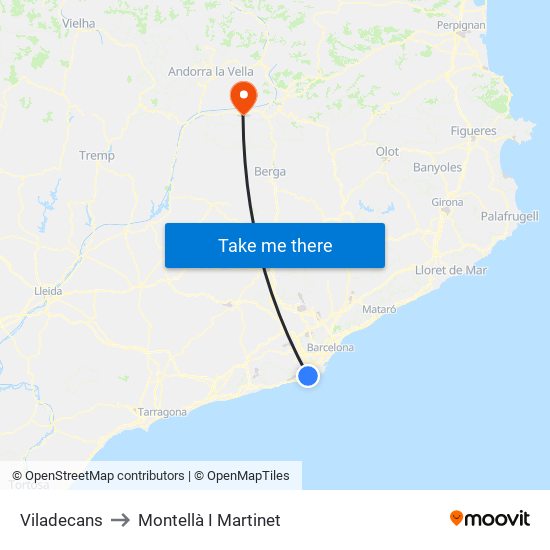 Viladecans to Montellà I Martinet map