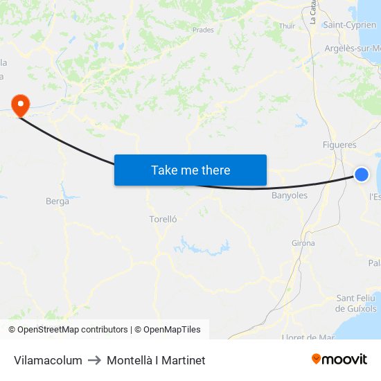 Vilamacolum to Montellà I Martinet map