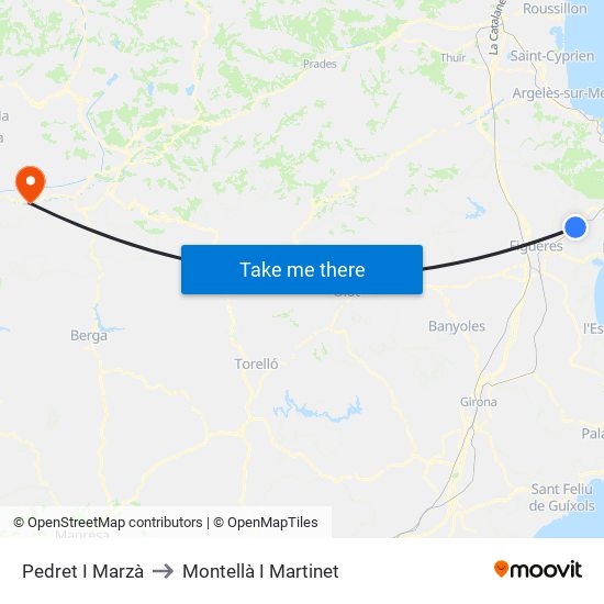 Pedret I Marzà to Montellà I Martinet map