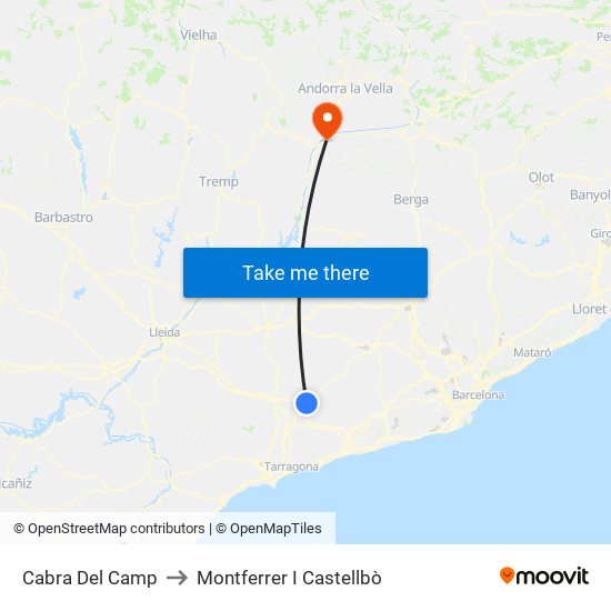 Cabra Del Camp to Montferrer I Castellbò map