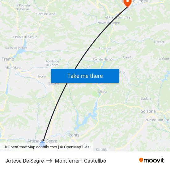 Artesa De Segre to Montferrer I Castellbò map