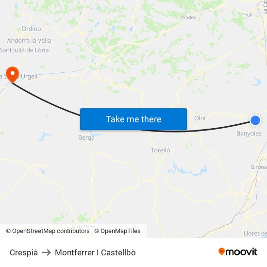 Crespià to Montferrer I Castellbò map