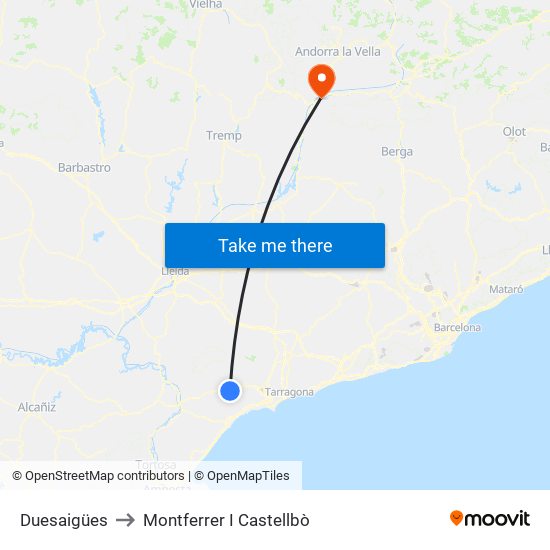 Duesaigües to Montferrer I Castellbò map