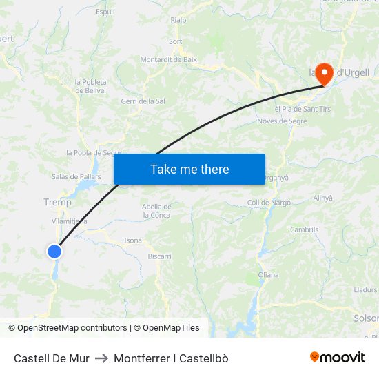 Castell De Mur to Montferrer I Castellbò map