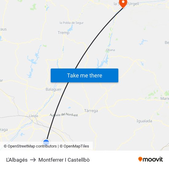 L'Albagés to Montferrer I Castellbò map