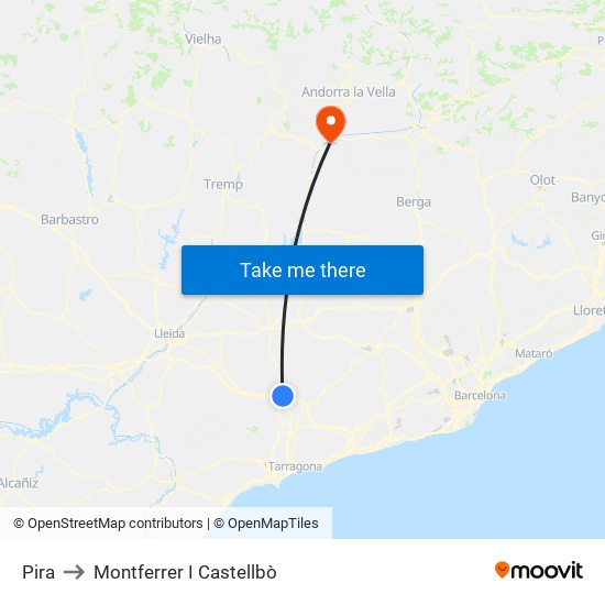 Pira to Montferrer I Castellbò map