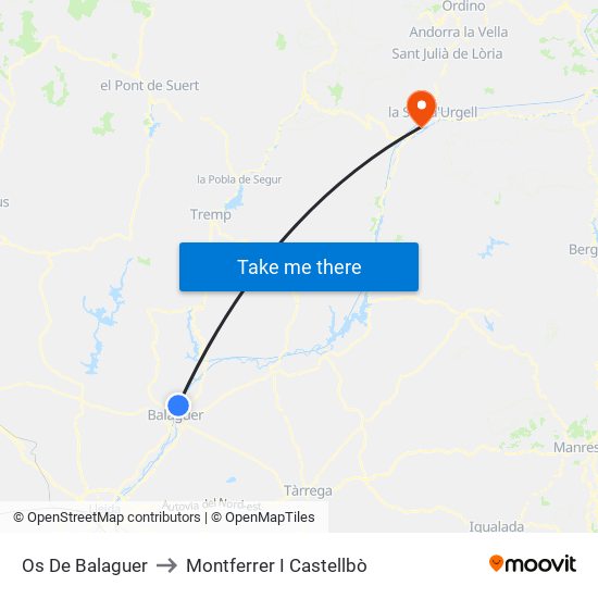 Os De Balaguer to Montferrer I Castellbò map