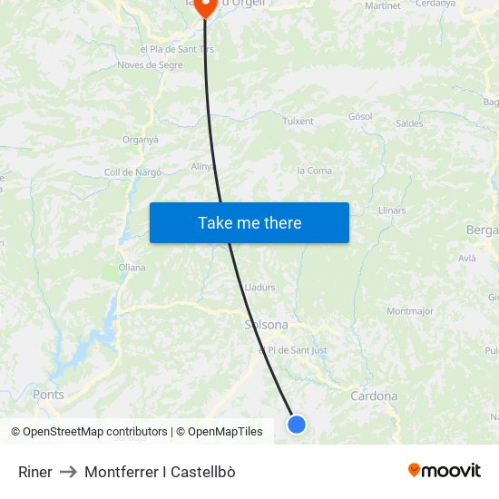 Riner to Montferrer I Castellbò map