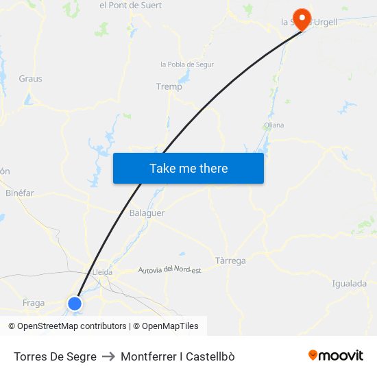 Torres De Segre to Montferrer I Castellbò map