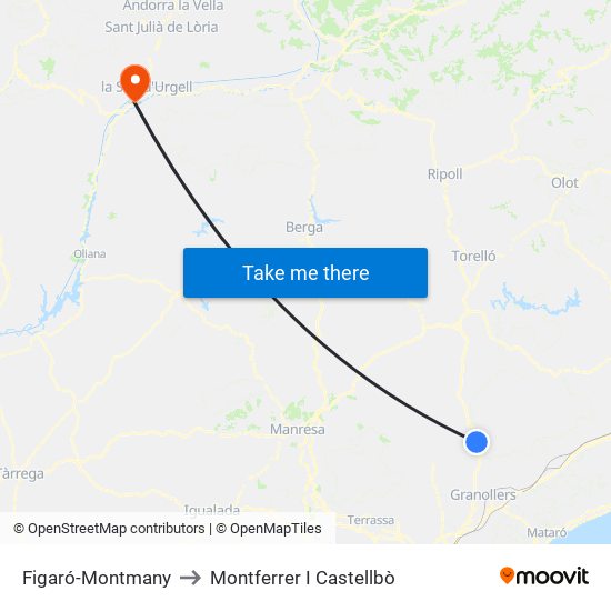 Figaró-Montmany to Montferrer I Castellbò map