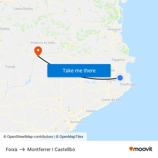 Foixà to Montferrer I Castellbò map