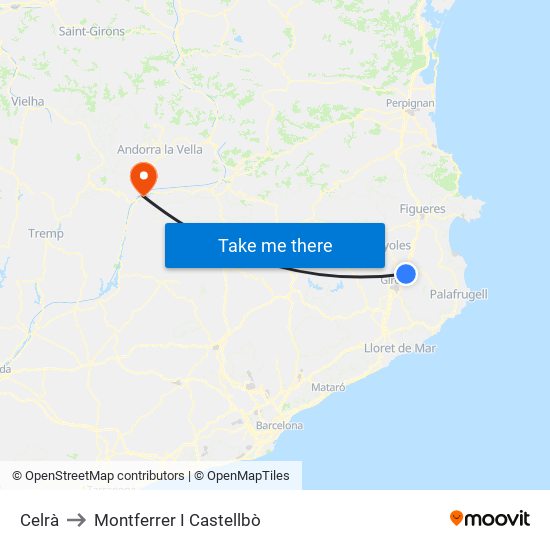 Celrà to Montferrer I Castellbò map