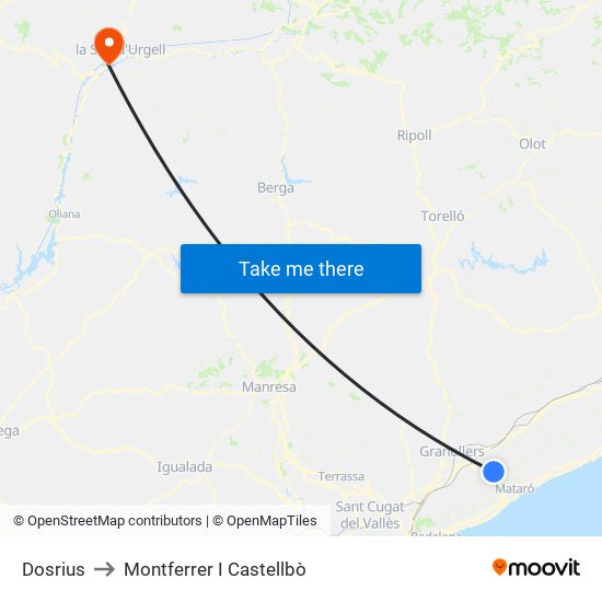 Dosrius to Montferrer I Castellbò map