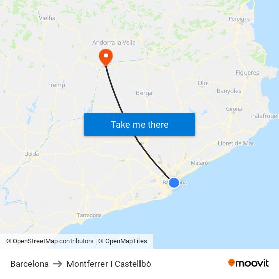 Barcelona to Montferrer I Castellbò map