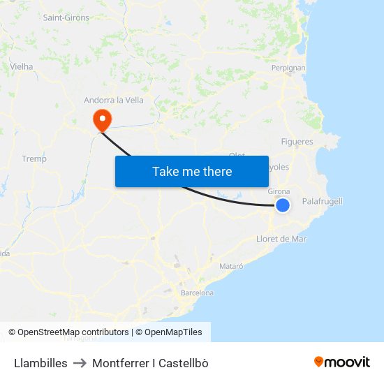 Llambilles to Montferrer I Castellbò map