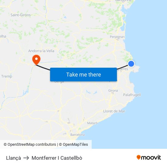 Llançà to Montferrer I Castellbò map
