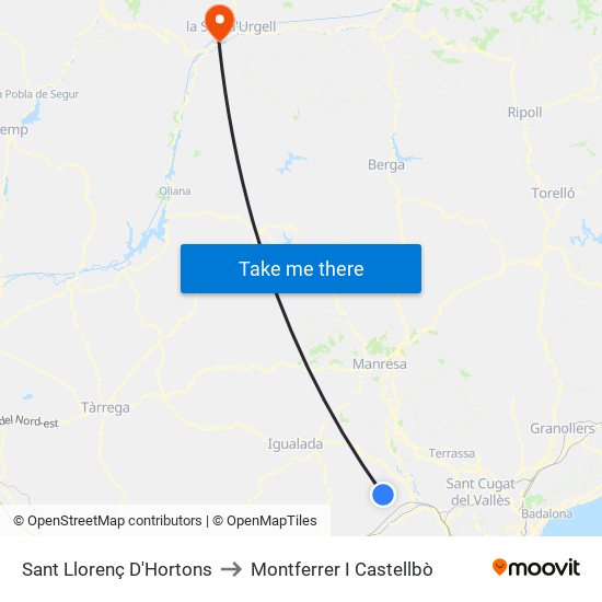 Sant Llorenç D'Hortons to Montferrer I Castellbò map