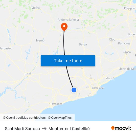 Sant Martí Sarroca to Montferrer I Castellbò map