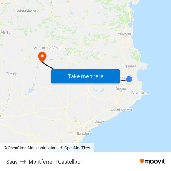 Saus to Montferrer I Castellbò map