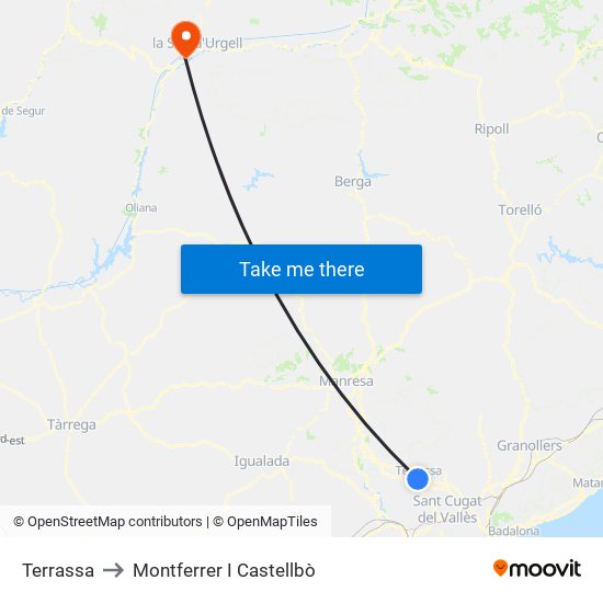 Terrassa to Montferrer I Castellbò map