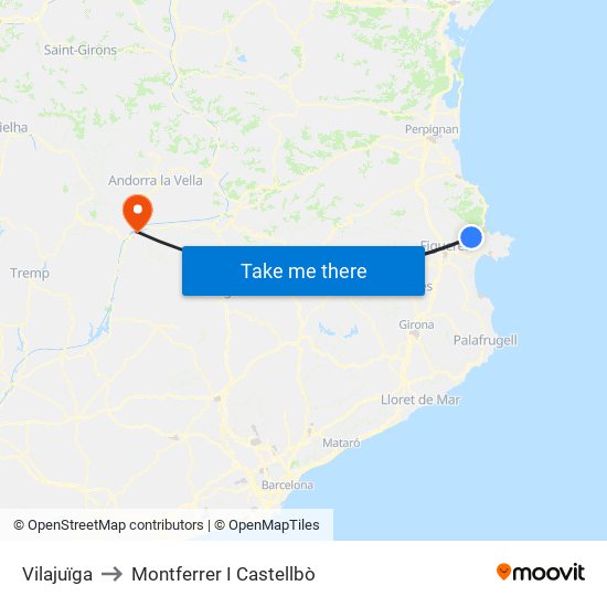Vilajuïga to Montferrer I Castellbò map