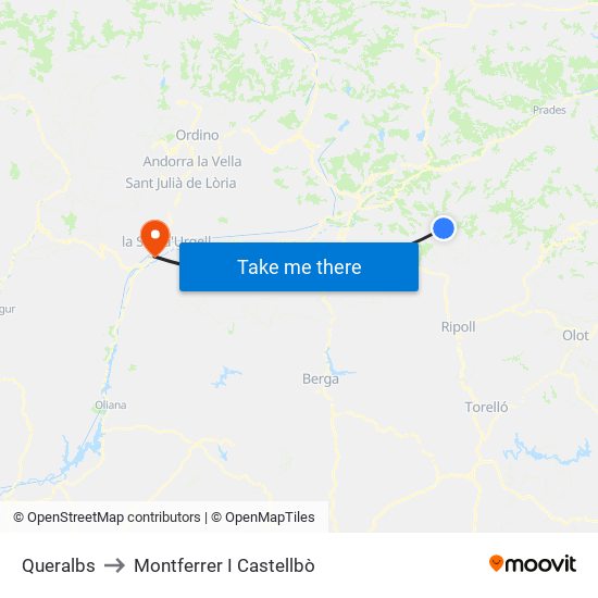 Queralbs to Montferrer I Castellbò map
