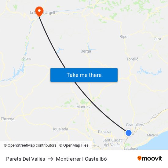 Parets Del Vallès to Montferrer I Castellbò map