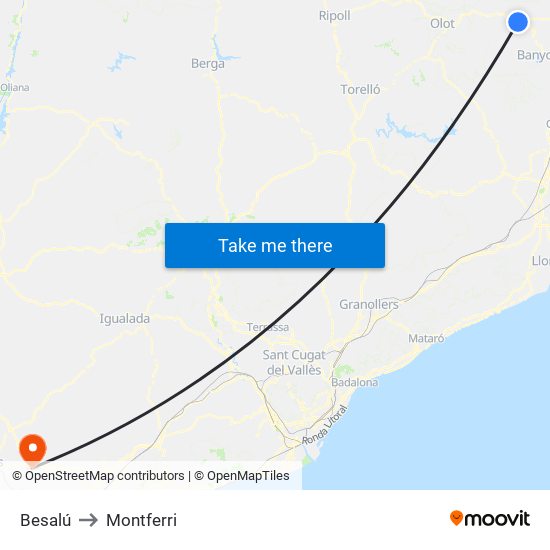 Besalú to Montferri map