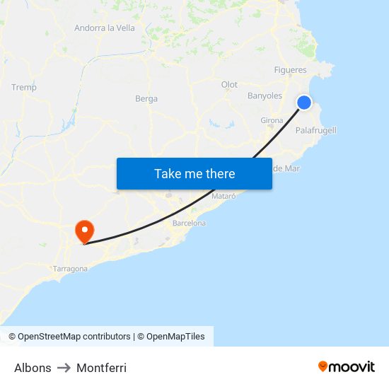 Albons to Montferri map