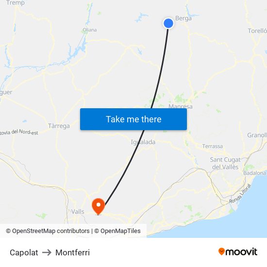 Capolat to Montferri map