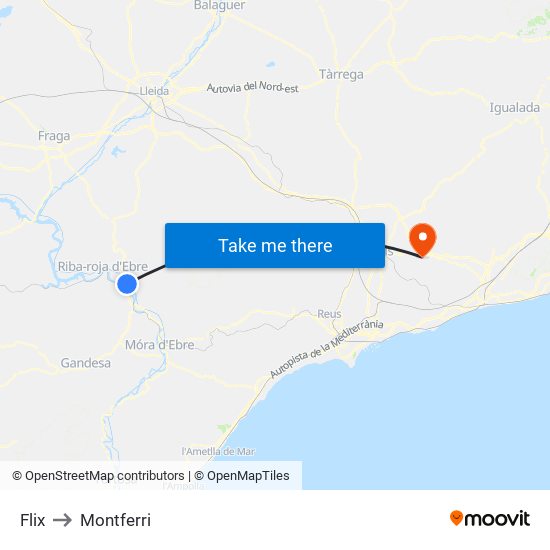 Flix to Montferri map