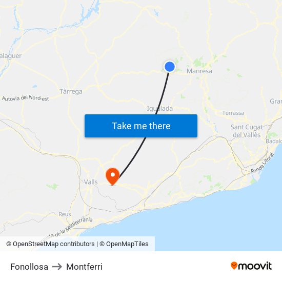 Fonollosa to Montferri map
