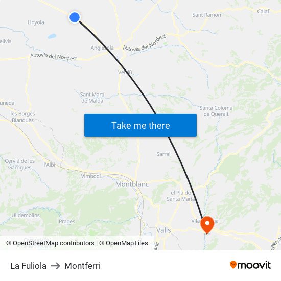 La Fuliola to Montferri map