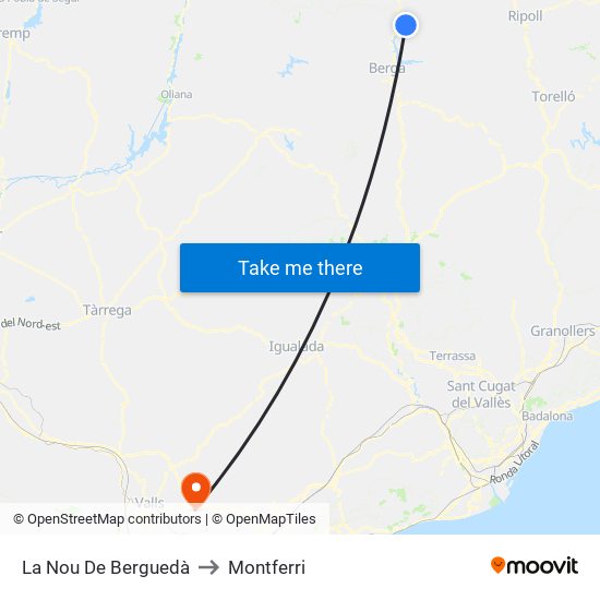 La Nou De Berguedà to Montferri map