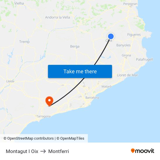 Montagut I Oix to Montferri map
