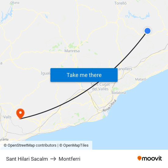 Sant Hilari Sacalm to Montferri map