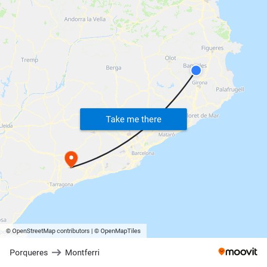 Porqueres to Montferri map