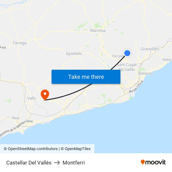 Castellar Del Vallès to Montferri map