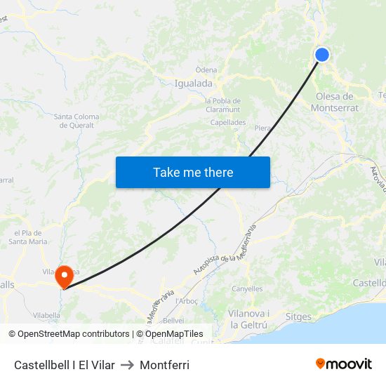 Castellbell I El Vilar to Montferri map