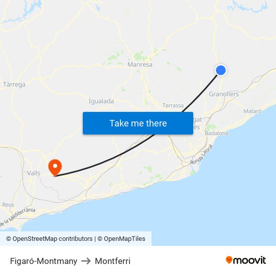 Figaró-Montmany to Montferri map