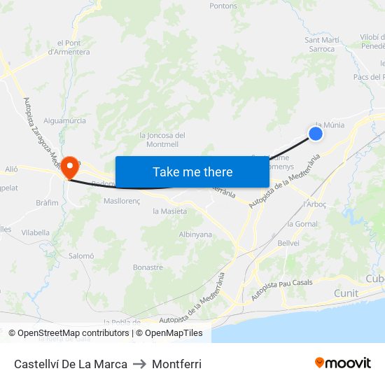 Castellví De La Marca to Montferri map