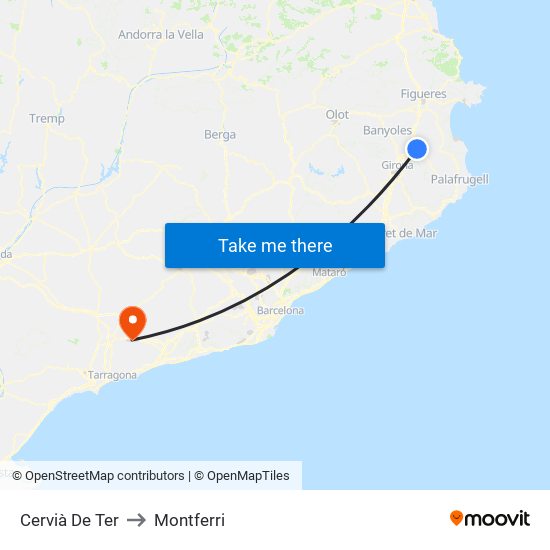 Cervià De Ter to Montferri map