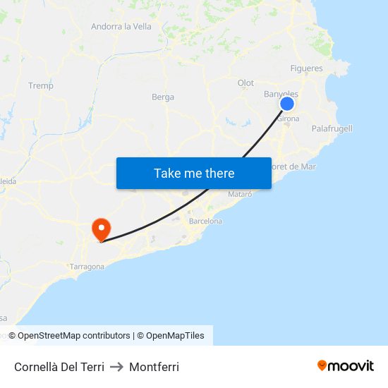 Cornellà Del Terri to Montferri map