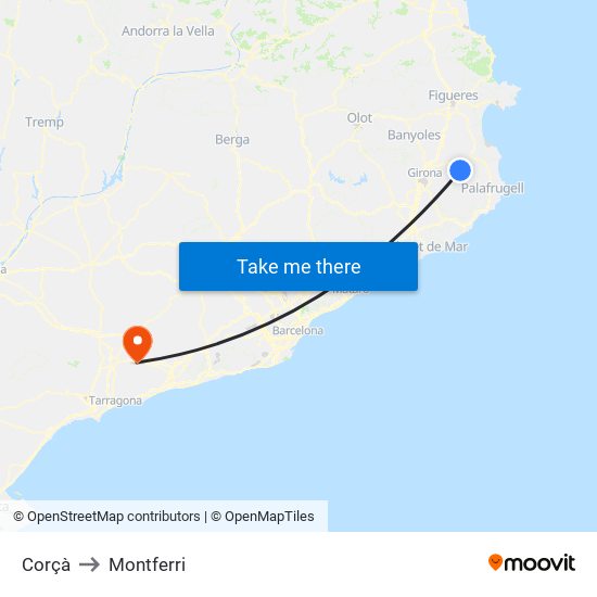 Corçà to Montferri map