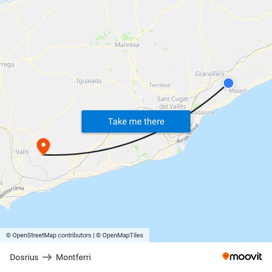Dosrius to Montferri map
