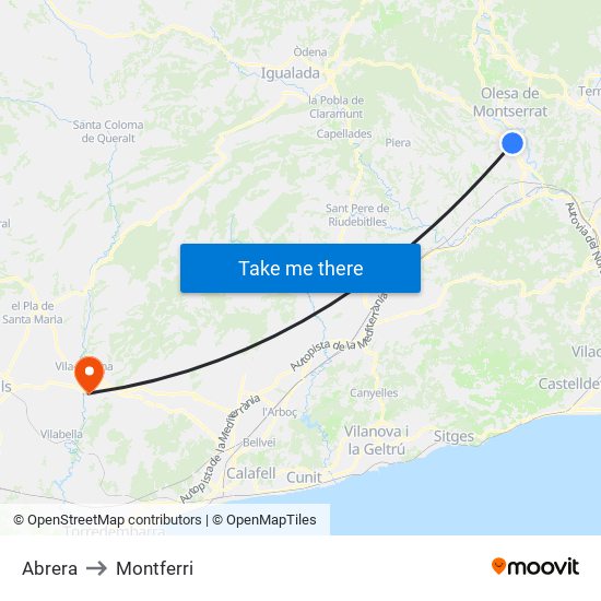 Abrera to Montferri map