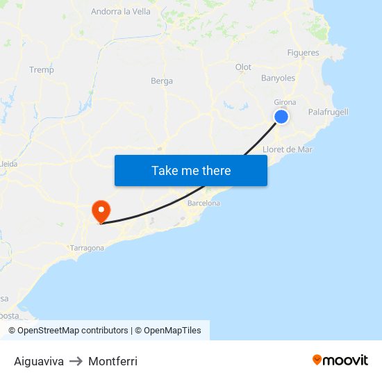 Aiguaviva to Montferri map