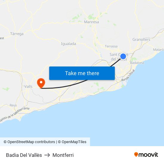 Badia Del Vallès to Montferri map
