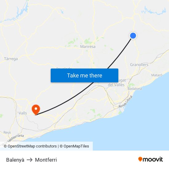 Balenyà to Montferri map